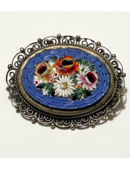 Vintage Jewelry - Vintage Micro Mosaic Brooch